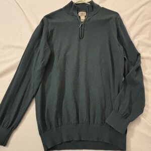 L.L. Bean Forest Green Knit Quarter Zip Sweater